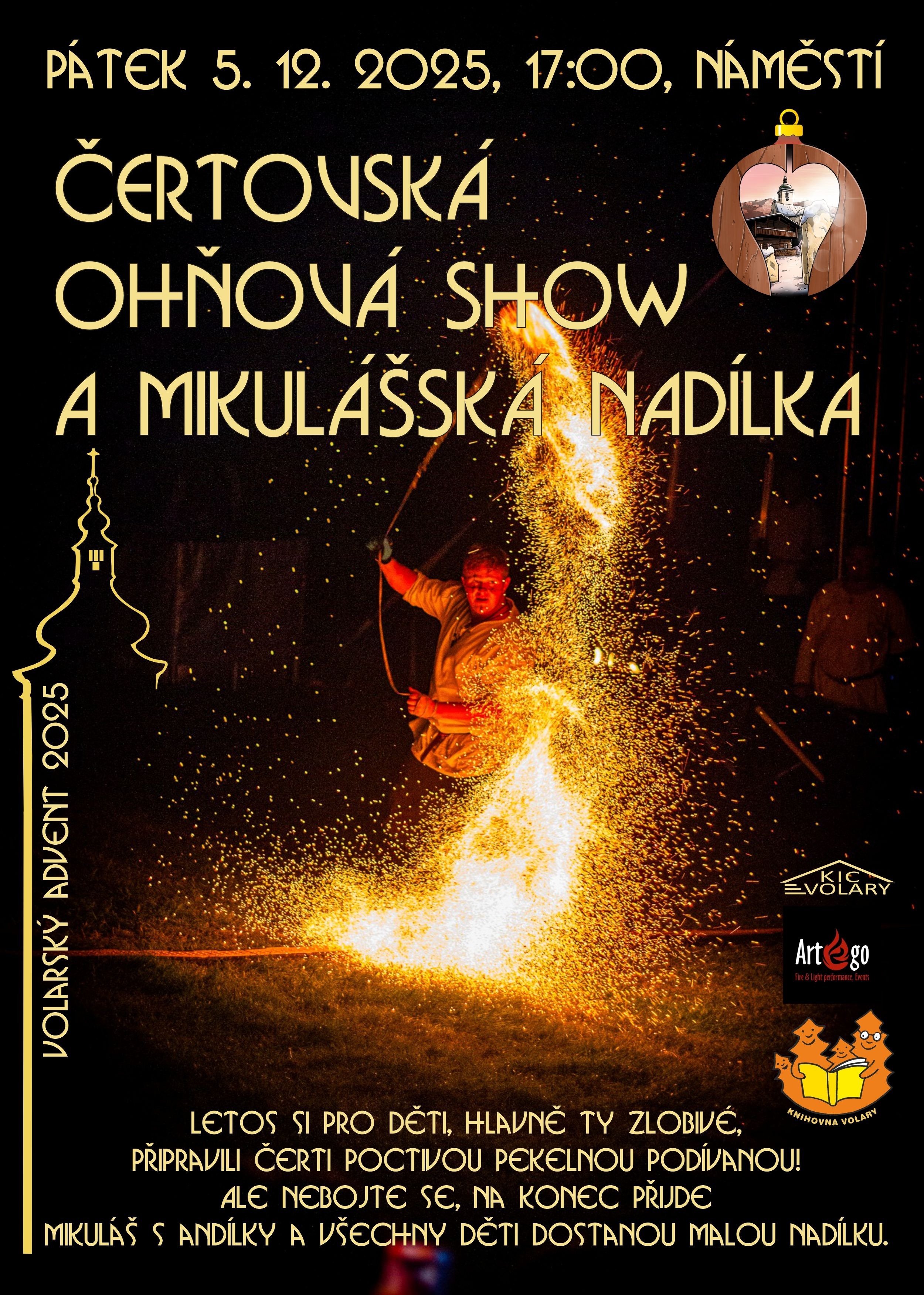 Čertovská ohňová show a mikulášská nadílka