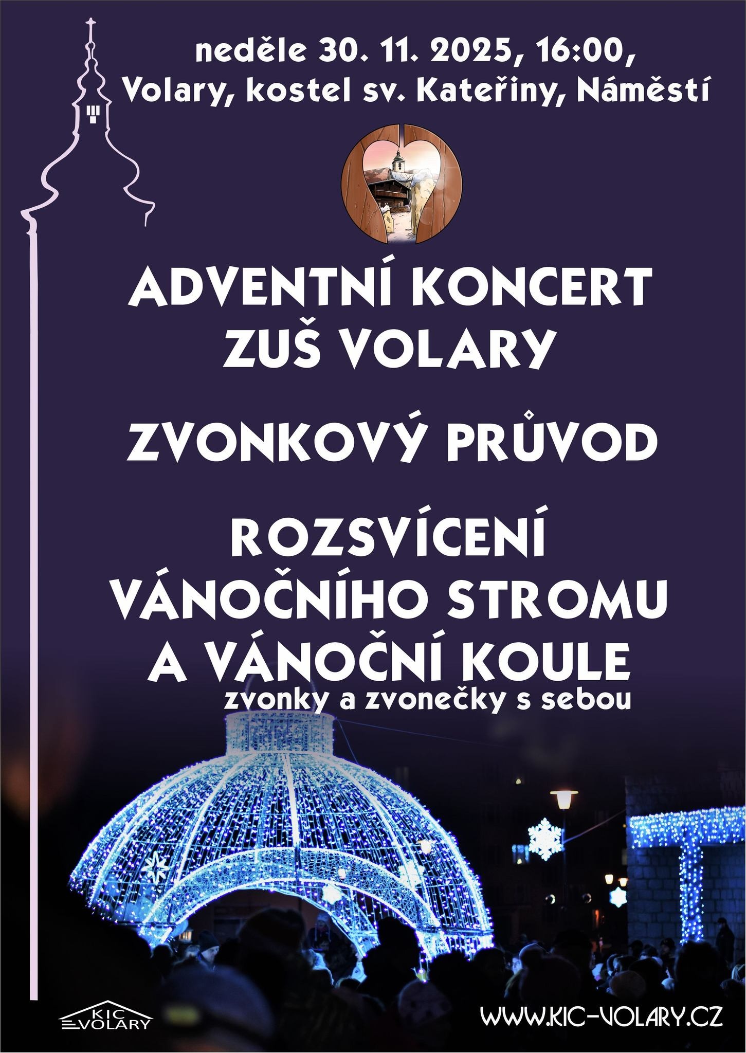 Průvod se zvonečky, rozsvícení vánočního stromku